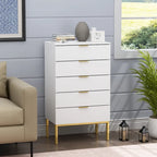 5 Drawer Dresser Chest End Table Storage Cabinet 23.6 W White/Back
