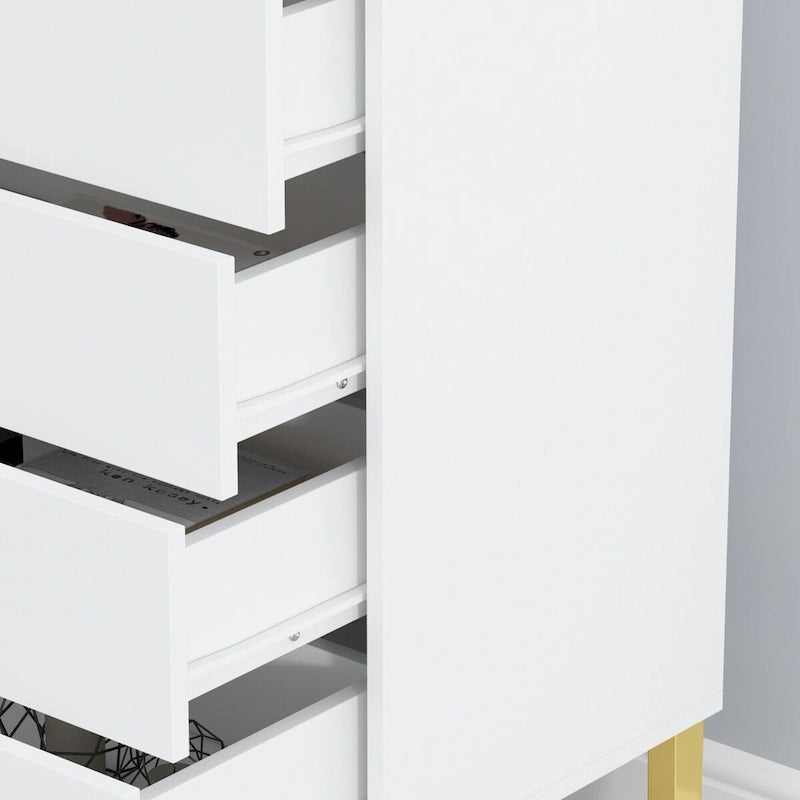 5 Drawer Dresser Chest End Table Storage Cabinet 23.6 W White/Back