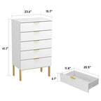 5 Drawer Dresser Chest End Table Storage Cabinet 23.6 W White/Back