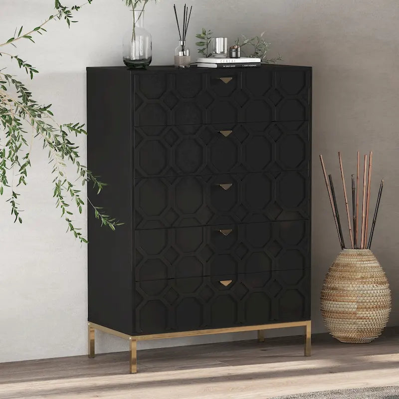 Clihome Wooden 5-Drawer Storage Chest