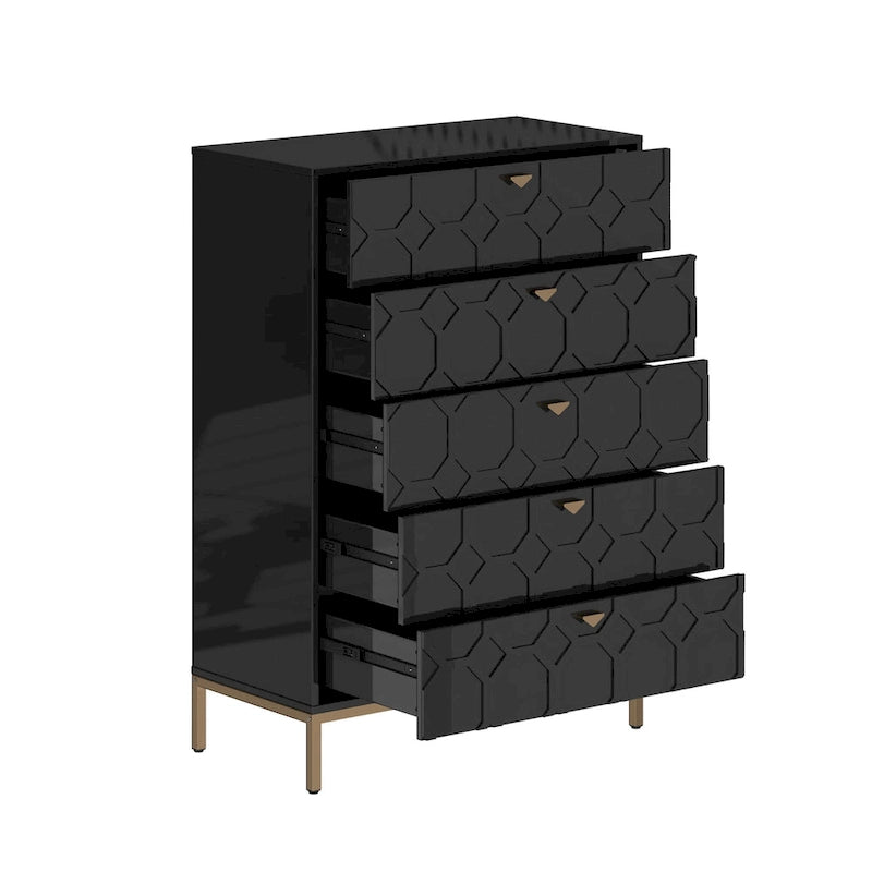 Clihome Wooden 5-Drawer Storage Chest