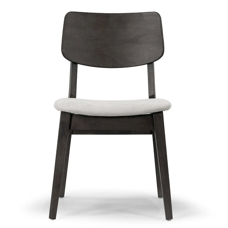 Set of 2 Astin Black Wood Chair with Light Grey Fabric Seat