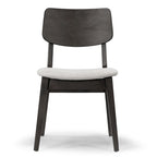Set of 2 Astin Black Wood Chair with Light Grey Fabric Seat