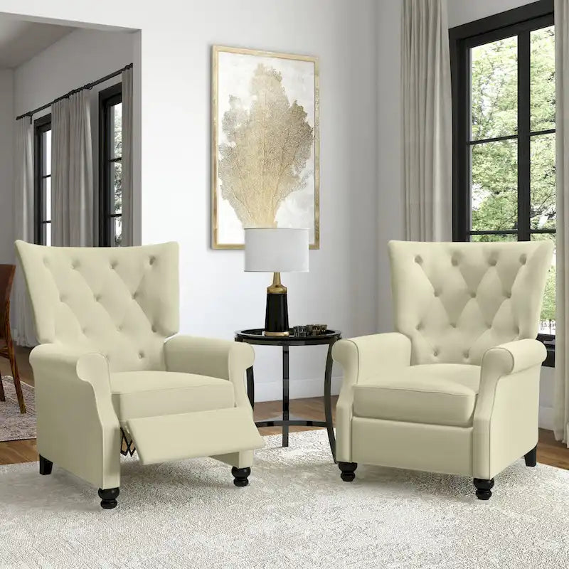  Plush Pushback Recliner Chairs (Set of 2)