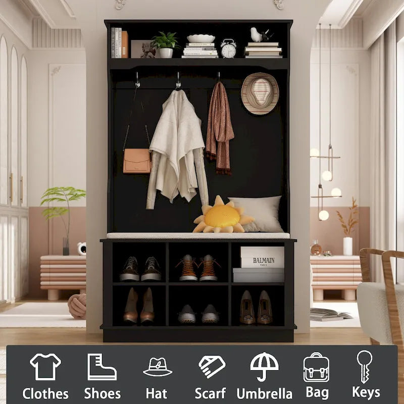 Hall Tree Storage Bench Shoe Rack Entryway Hall Tree Shoe Storage