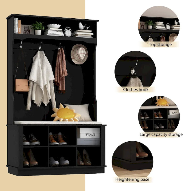 Hall Tree Storage Bench Shoe Rack Entryway Hall Tree Shoe Storage