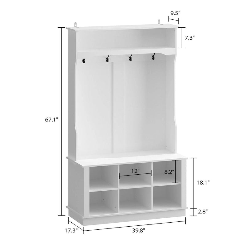 Hall Tree Storage Bench Shoe Rack Entryway Hall Tree Shoe Storage