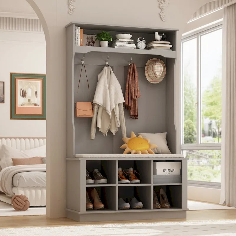 Hall Tree Storage Bench Shoe Rack Entryway Hall Tree Shoe Storage