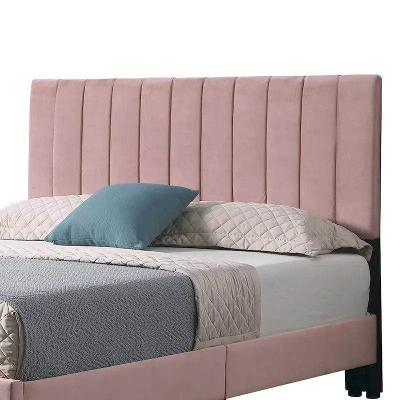 Mid-century Modern Tufted Pink Platform Bed