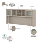 Somerset 72W Office Desk with Hutch and 5 Shelf Bookcase in Ash Gray