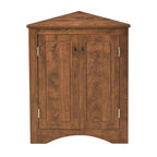 Brown Triangle Bathroom Storage Cabinet with Adjustable Shelves, Freestanding Floor Cabinet