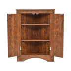 Brown Triangle Bathroom Storage Cabinet with Adjustable Shelves, Freestanding Floor Cabinet