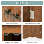 Brown Triangle Bathroom Storage Cabinet with Adjustable Shelves, Freestanding Floor Cabinet