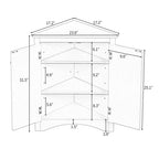 Brown Triangle Bathroom Storage Cabinet with Adjustable Shelves, Freestanding Floor Cabinet