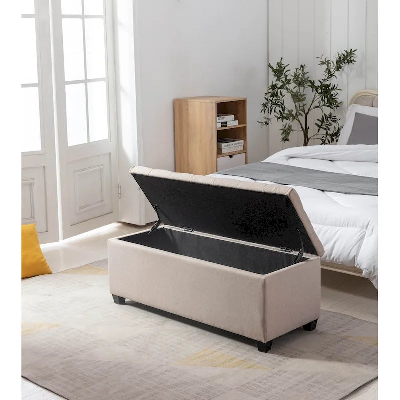 Ved Storage Bench, Flip Top, Fabric Upholstery