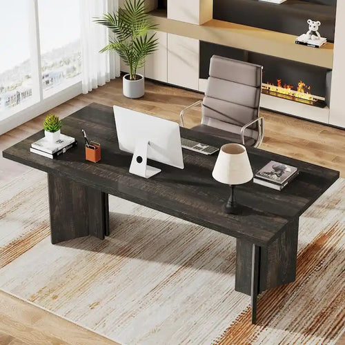 63-Inch Executive Office Desk, Modern Wood Large Computer Desk