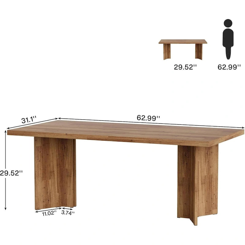 63-Inch Executive Office Desk, Modern Wood Large Computer Desk