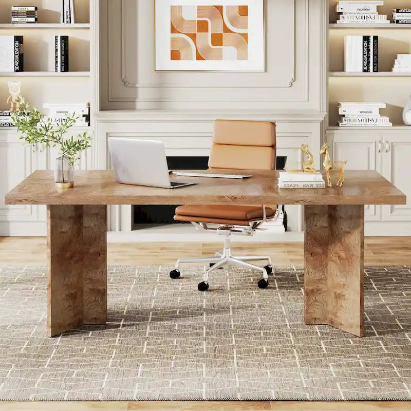 63-Inch Executive Office Desk, Modern Wood Large Computer Desk