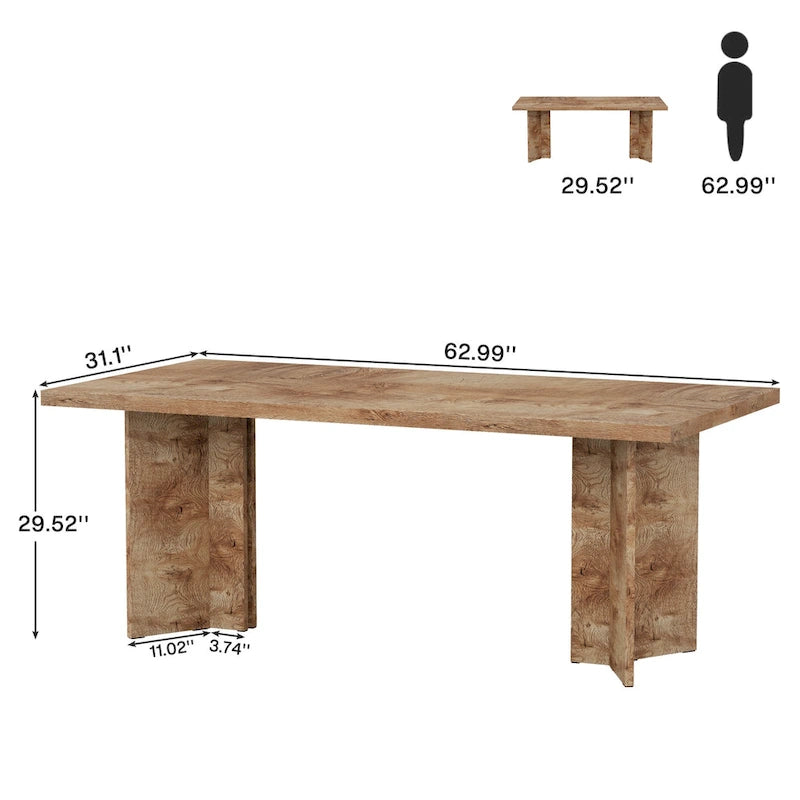 63-Inch Executive Office Desk, Modern Wood Large Computer Desk