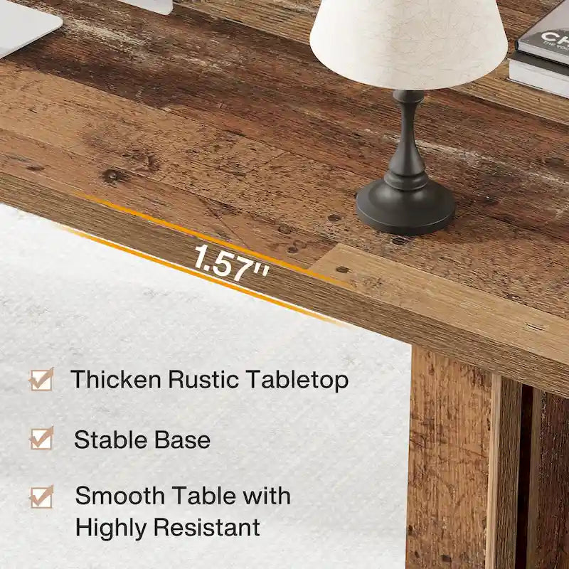 63-Inch Executive Office Desk, Modern Wood Large Computer Desk