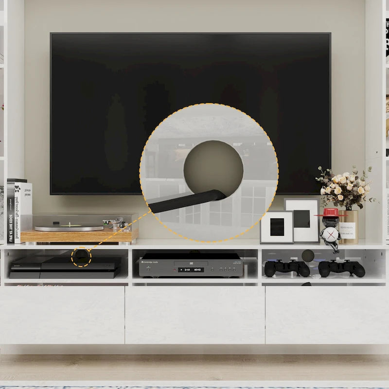 Glossy Entertainment Center TV Media Center Wall Storage Cabinet - 94.5X78.7