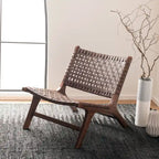 SAFAVIEH Theodora Leather Woven Accent Chair - 25.2 W x 31.5 L x 26.8 H - 25Wx31Dx27H