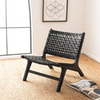 SAFAVIEH Theodora Leather Woven Accent Chair - 25.2 W x 31.5 L x 26.8 H - 25Wx31Dx27H
