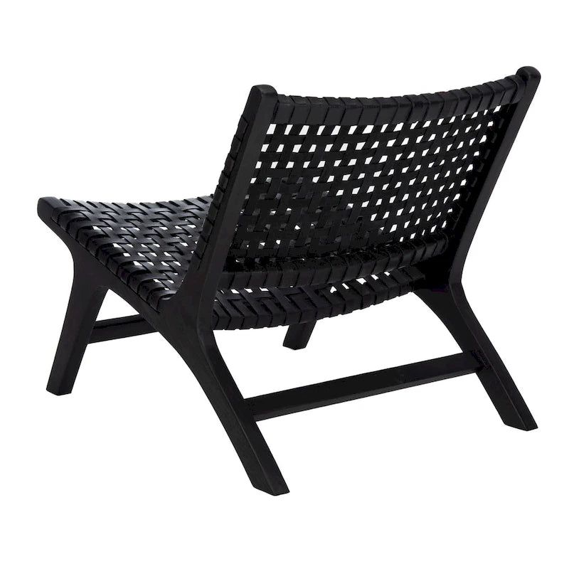 SAFAVIEH Theodora Leather Woven Accent Chair - 25.2 W x 31.5 L x 26.8 H - 25Wx31Dx27H