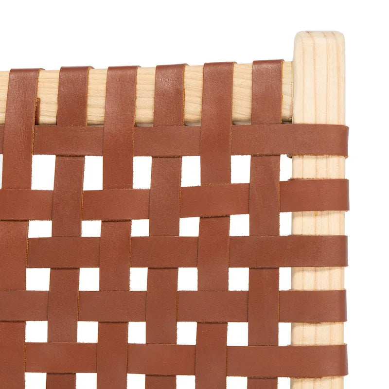 SAFAVIEH Theodora Leather Woven Accent Chair - 25.2 W x 31.5 L x 26.8 H - 25Wx31Dx27H