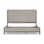 Cruz Contemporary Gray Solid Wood Panel Bed Frame with Upholstered Headboard