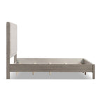 Cruz Contemporary Gray Solid Wood Panel Bed Frame with Upholstered Headboard