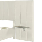 Queen Size Velvet Upholstered Platform Bed with Big Headboard