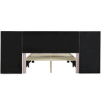 Queen Size Velvet Upholstered Platform Bed with Big Headboard