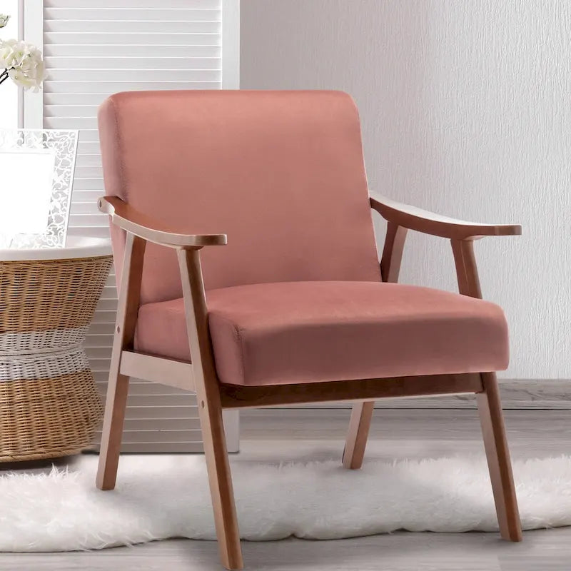 Extra-Thick Backrest Accent Chair with Solid Wood Frame