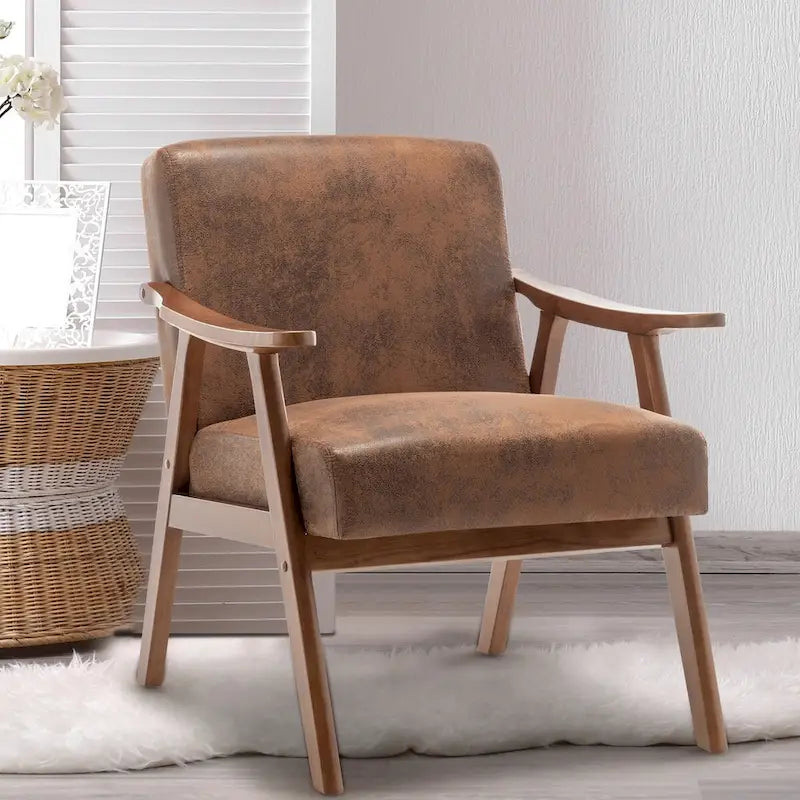 Extra-Thick Backrest Accent Chair with Solid Wood Frame