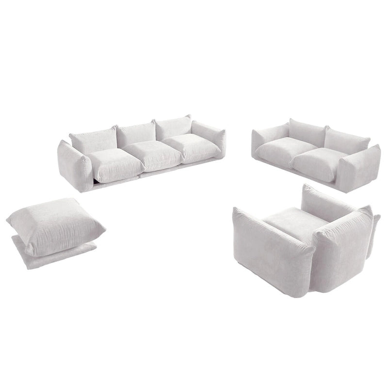 Modern Chenille Upholstery 3 Pieces Sofa Sets for Living Room Include Armchair, Loveseat,Three Seaters Couch And Ottoman