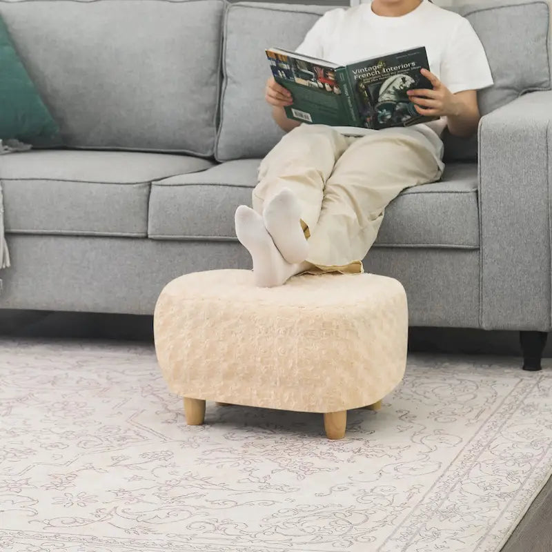 Adeco Foot Stool U Shape Ottoman for Living Room Bedroom