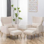 HOMYKA Accent Chair Upholstered Velvet Wingback Armchair Set of 2