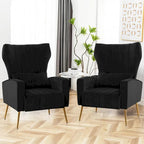 HOMYKA Accent Chair Upholstered Velvet Wingback Armchair Set of 2