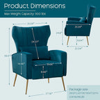 HOMYKA Accent Chair Upholstered Velvet Wingback Armchair Set of 2