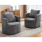 HOMYKA Swivel Accent Barrel Chair Round Arm Chair with Pillow Set 2