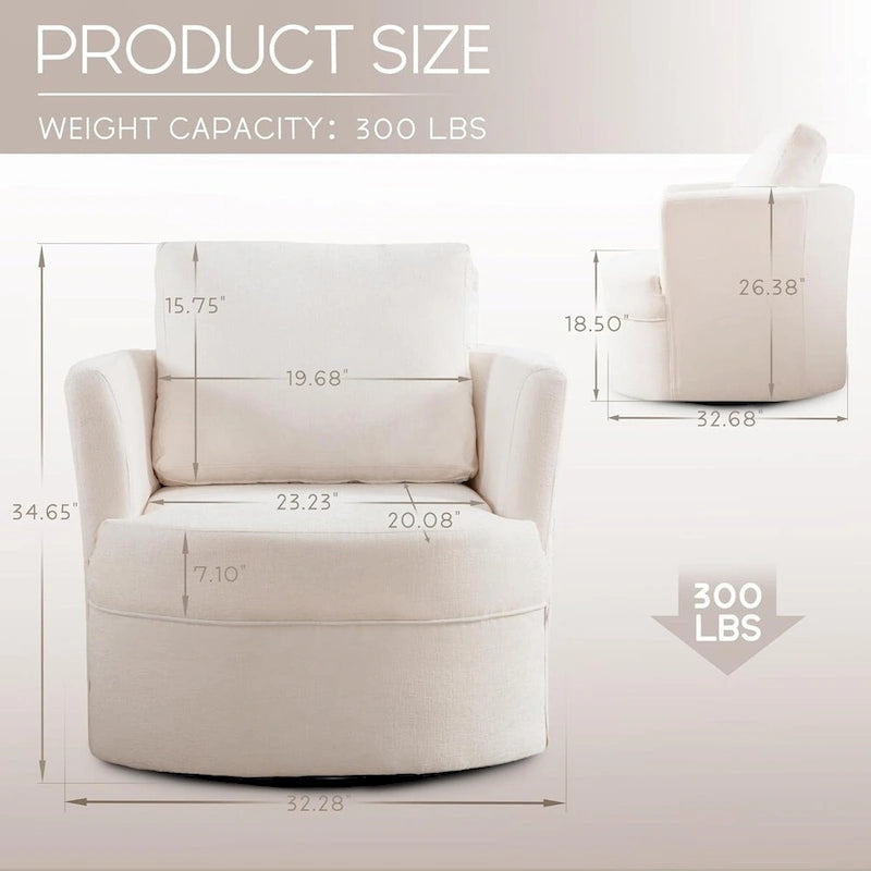 HOMYKA Swivel Accent Barrel Chair Round Arm Chair with Pillow Set 2