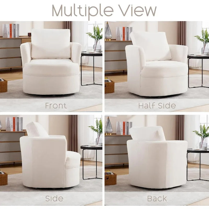 HOMYKA Swivel Accent Barrel Chair Round Arm Chair with Pillow Set 2