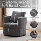 HOMYKA Swivel Accent Barrel Chair Round Arm Chair with Pillow Set 2