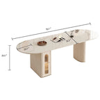 8 Person Folding Storage Dining Table Modern 78.7in Extendable Oval Dining Table,White Sintered Stone