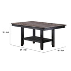 Dining Table with Rectangular Wooden Top and Open Shelf, Dark Brown